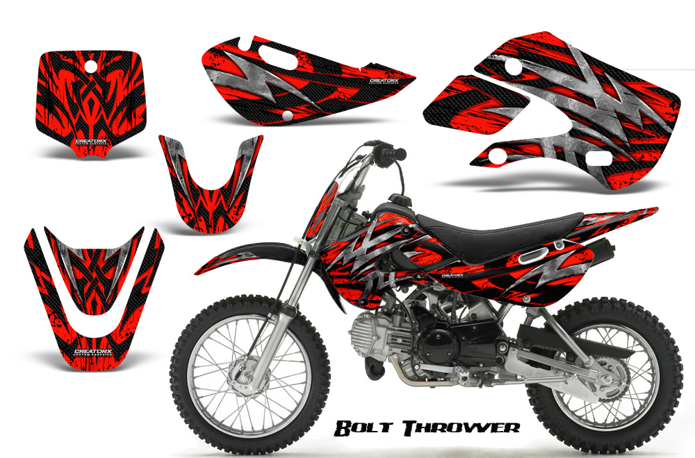 Kawasaki KLX110 KX65 Graphics Kit Bolt Thrower Red